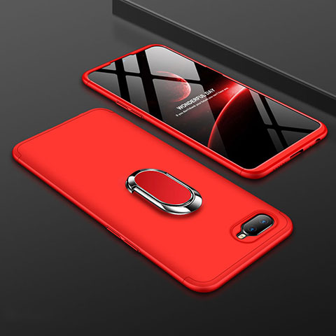 Custodia Plastica Rigida Cover Opaca con Magnetico Anello Supporto P01 per Oppo K1 Rosso