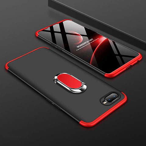 Custodia Plastica Rigida Cover Opaca con Magnetico Anello Supporto P01 per Oppo K1 Rosso e Nero