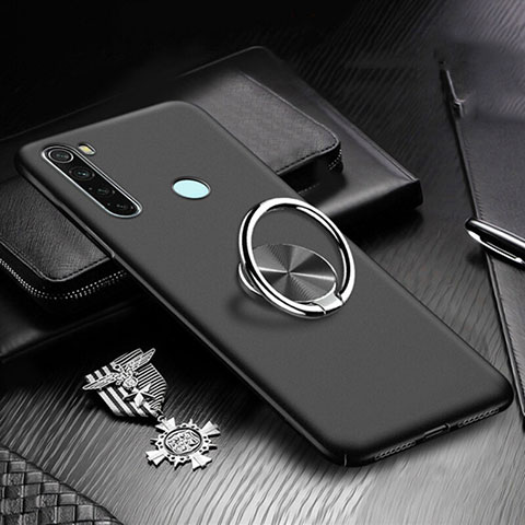 Custodia Plastica Rigida Cover Opaca con Magnetico Anello Supporto P01 per Xiaomi Redmi Note 8 Nero