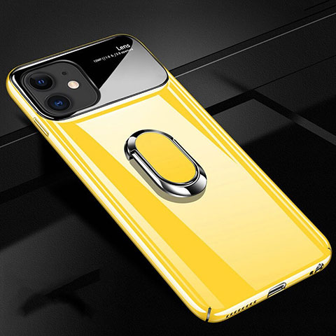 Custodia Plastica Rigida Cover Opaca con Magnetico Anello Supporto P02 per Apple iPhone 11 Giallo