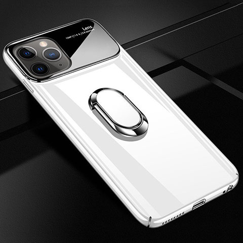 Custodia Plastica Rigida Cover Opaca con Magnetico Anello Supporto P02 per Apple iPhone 11 Pro Bianco