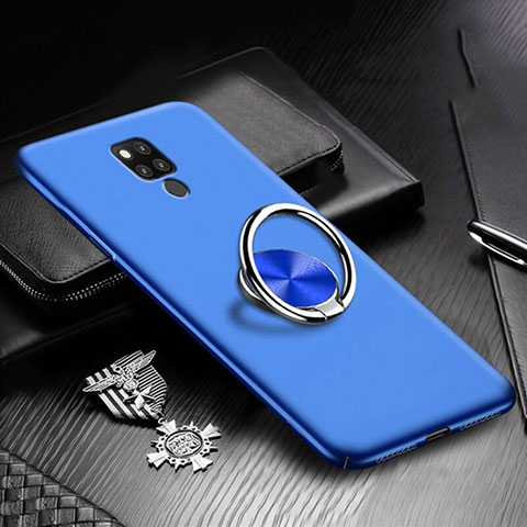 Custodia Plastica Rigida Cover Opaca con Magnetico Anello Supporto P02 per Huawei Mate 20 X 5G Blu