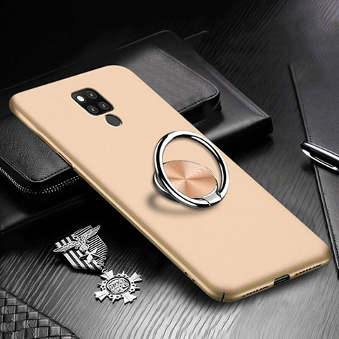 Custodia Plastica Rigida Cover Opaca con Magnetico Anello Supporto P02 per Huawei Mate 20 X 5G Oro