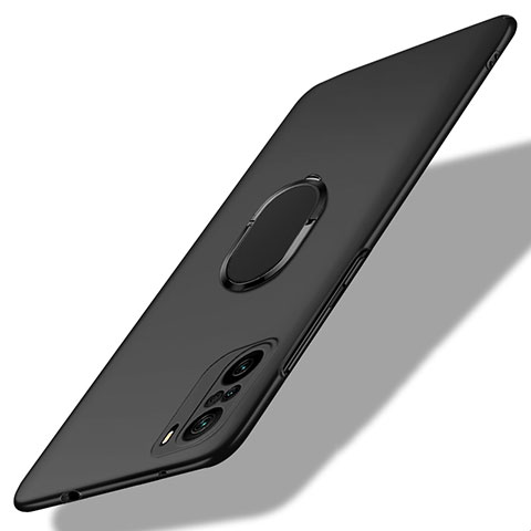 Custodia Plastica Rigida Cover Opaca con Magnetico Anello Supporto per Xiaomi Redmi K40 5G Nero