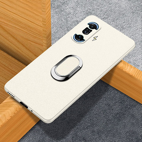 Custodia Plastica Rigida Cover Opaca con Magnetico Anello Supporto per Xiaomi Redmi K40 Gaming 5G Bianco