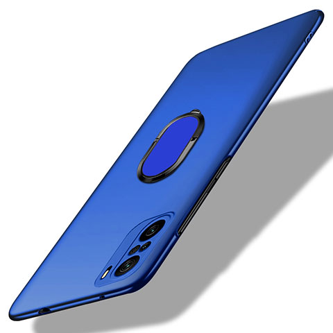 Custodia Plastica Rigida Cover Opaca con Magnetico Anello Supporto per Xiaomi Redmi K40 Pro+ Plus 5G Blu