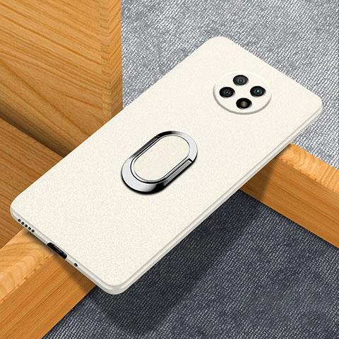 Custodia Plastica Rigida Cover Opaca con Magnetico Anello Supporto per Xiaomi Redmi Note 9T 5G Bianco