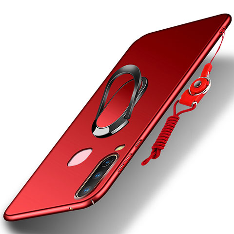 Custodia Plastica Rigida Cover Opaca con Magnetico Anello Supporto S01 per Vivo Y11 Rosso