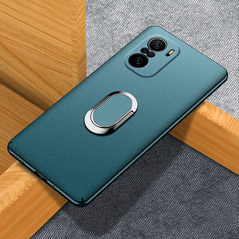 Custodia Plastica Rigida Cover Opaca con Magnetico Anello Supporto S01 per Xiaomi Mi 11i 5G Verde