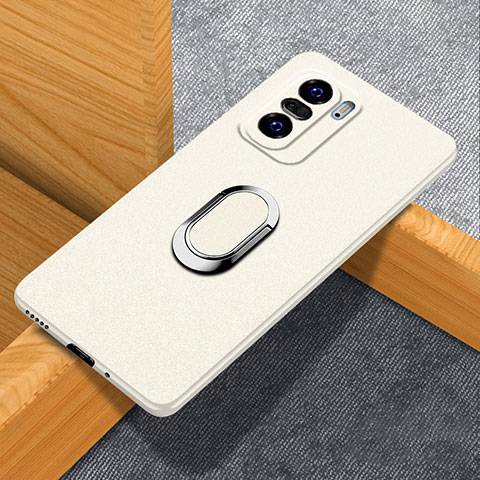 Custodia Plastica Rigida Cover Opaca con Magnetico Anello Supporto S01 per Xiaomi Mi 11X Pro 5G Bianco