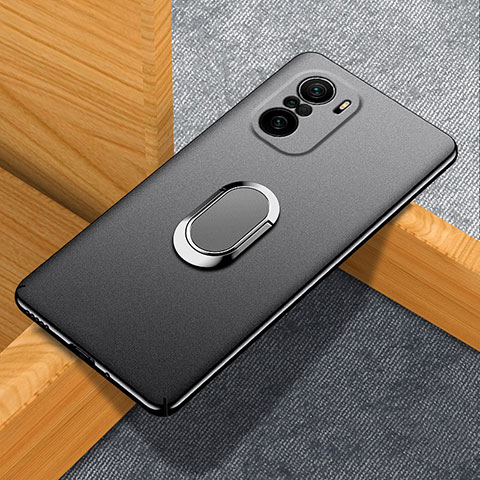 Custodia Plastica Rigida Cover Opaca con Magnetico Anello Supporto S01 per Xiaomi Redmi K40 Pro+ Plus 5G Nero