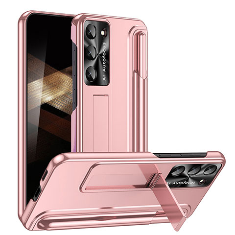 Custodia Plastica Rigida Cover Opaca con Supporto ZL1 per Samsung Galaxy S24 5G Oro Rosa