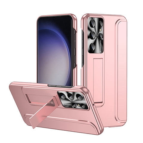 Custodia Plastica Rigida Cover Opaca con Supporto ZL2 per Samsung Galaxy S22 Ultra 5G Oro Rosa