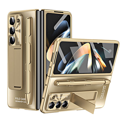 Custodia Plastica Rigida Cover Opaca con Supporto ZL2 per Samsung Galaxy Z Fold5 5G Oro