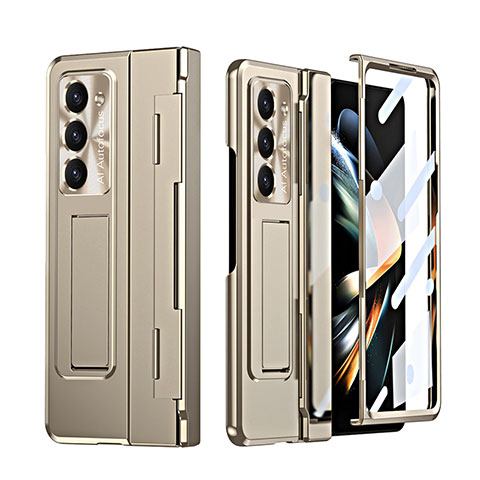 Custodia Plastica Rigida Cover Opaca con Supporto ZL3 per Samsung Galaxy Z Fold5 5G Oro