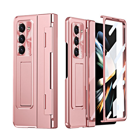 Custodia Plastica Rigida Cover Opaca con Supporto ZL3 per Samsung Galaxy Z Fold5 5G Oro Rosa