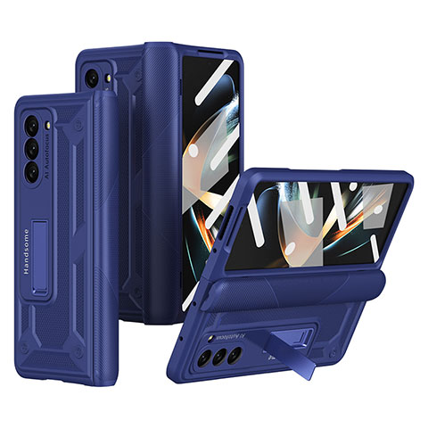 Custodia Plastica Rigida Cover Opaca con Supporto ZL4 per Samsung Galaxy Z Fold5 5G Blu