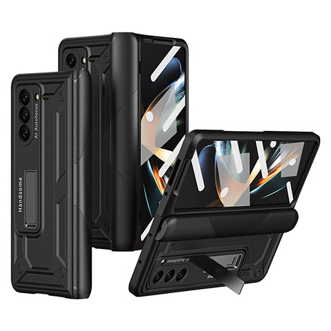 Custodia Plastica Rigida Cover Opaca con Supporto ZL4 per Samsung Galaxy Z Fold5 5G Nero