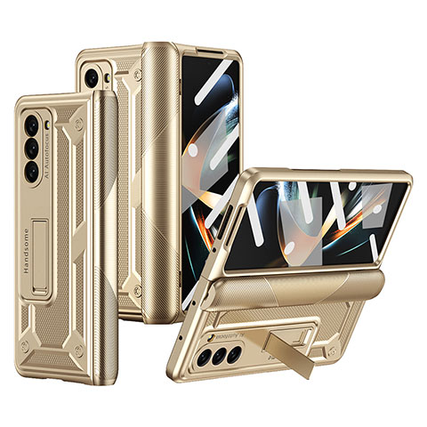 Custodia Plastica Rigida Cover Opaca con Supporto ZL4 per Samsung Galaxy Z Fold5 5G Oro