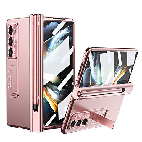 Custodia Plastica Rigida Cover Opaca con Supporto ZL5 per Samsung Galaxy Z Fold5 5G Oro Rosa