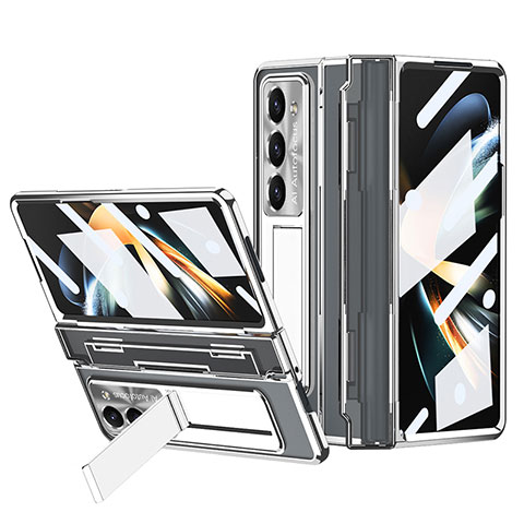 Custodia Plastica Rigida Cover Opaca con Supporto ZL6 per Samsung Galaxy Z Fold5 5G Argento