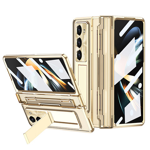 Custodia Plastica Rigida Cover Opaca con Supporto ZL6 per Samsung Galaxy Z Fold5 5G Oro