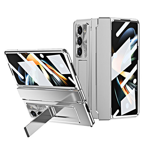 Custodia Plastica Rigida Cover Opaca con Supporto ZL7 per Samsung Galaxy Z Fold5 5G Argento