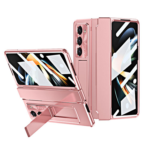 Custodia Plastica Rigida Cover Opaca con Supporto ZL7 per Samsung Galaxy Z Fold5 5G Oro Rosa