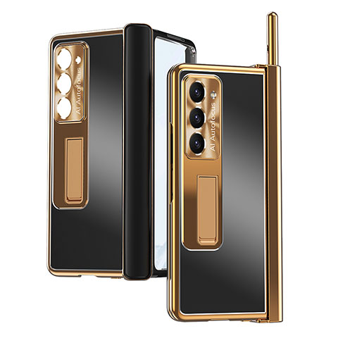 Custodia Plastica Rigida Cover Opaca con Supporto ZL9 per Samsung Galaxy Z Fold5 5G Oro e Nero