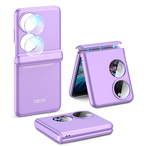 Custodia Plastica Rigida Cover Opaca Fronte e Retro 360 Gradi AC3 per Huawei P50 Pocket Viola