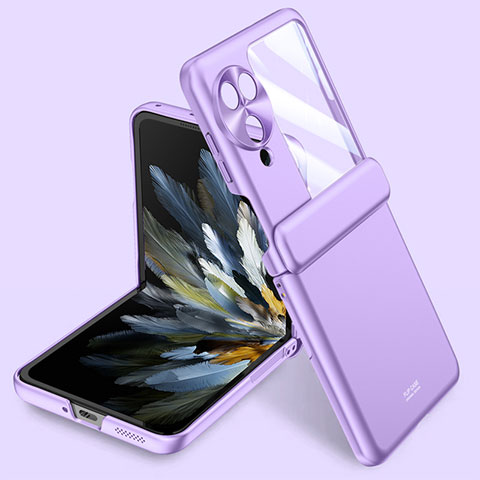 Custodia Plastica Rigida Cover Opaca Fronte e Retro 360 Gradi GK1 per Oppo Find N3 Flip 5G Viola