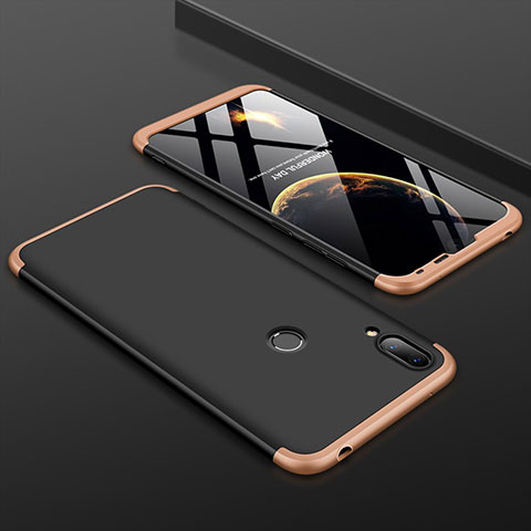 Custodia Plastica Rigida Cover Opaca Fronte e Retro 360 Gradi M01 per Huawei Y7 (2019) Oro e Nero