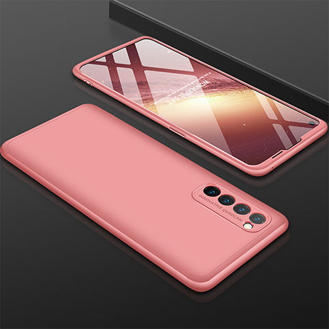 Custodia Plastica Rigida Cover Opaca Fronte e Retro 360 Gradi M01 per Oppo Reno4 Pro 4G Oro Rosa