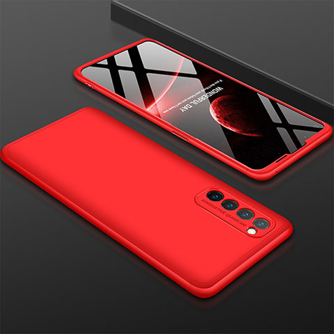 Custodia Plastica Rigida Cover Opaca Fronte e Retro 360 Gradi M01 per Oppo Reno4 Pro 4G Rosso