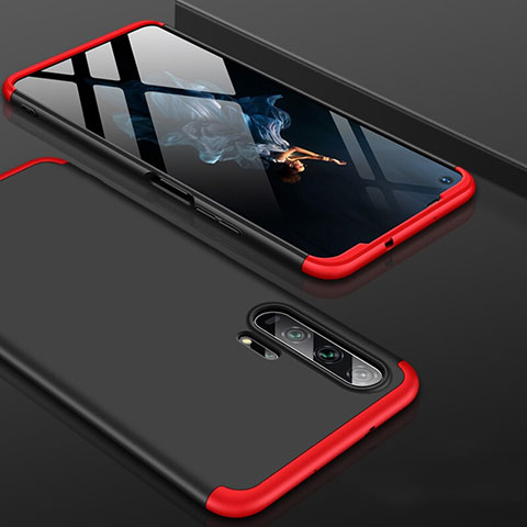 Custodia Plastica Rigida Cover Opaca Fronte e Retro 360 Gradi P01 per Huawei Honor 20 Pro Rosso e Nero