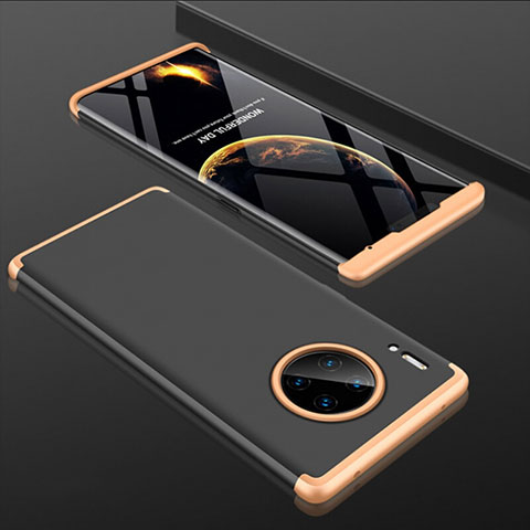 Custodia Plastica Rigida Cover Opaca Fronte e Retro 360 Gradi P01 per Huawei Mate 30 Pro 5G Oro e Nero