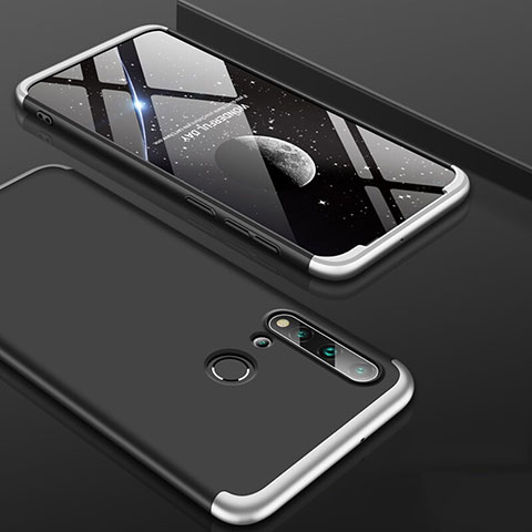 Custodia Plastica Rigida Cover Opaca Fronte e Retro 360 Gradi P01 per Huawei Nova 5i Argento e Nero