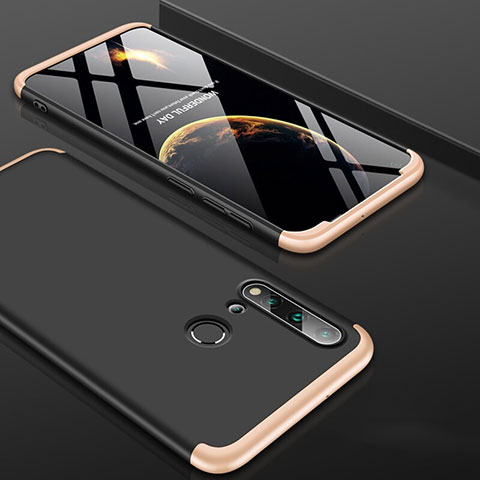 Custodia Plastica Rigida Cover Opaca Fronte e Retro 360 Gradi P01 per Huawei Nova 5i Oro e Nero