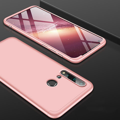 Custodia Plastica Rigida Cover Opaca Fronte e Retro 360 Gradi P01 per Huawei P20 Lite (2019) Oro Rosa