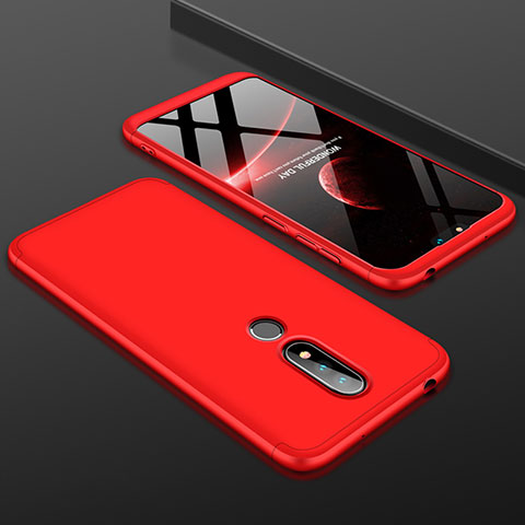 Custodia Plastica Rigida Cover Opaca Fronte e Retro 360 Gradi P01 per Nokia X6 Rosso