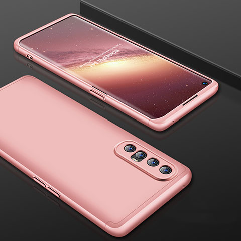 Custodia Plastica Rigida Cover Opaca Fronte e Retro 360 Gradi P01 per Oppo Find X2 Neo Oro Rosa