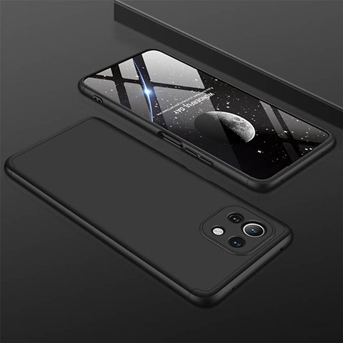 Custodia Plastica Rigida Cover Opaca Fronte e Retro 360 Gradi P01 per Xiaomi Mi 11 Lite 5G Nero