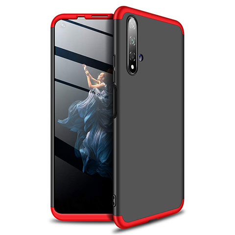 Custodia Plastica Rigida Cover Opaca Fronte e Retro 360 Gradi P02 per Huawei Honor 20 Rosso e Nero