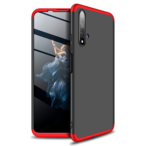 Custodia Plastica Rigida Cover Opaca Fronte e Retro 360 Gradi P02 per Huawei Honor 20S Rosso e Nero