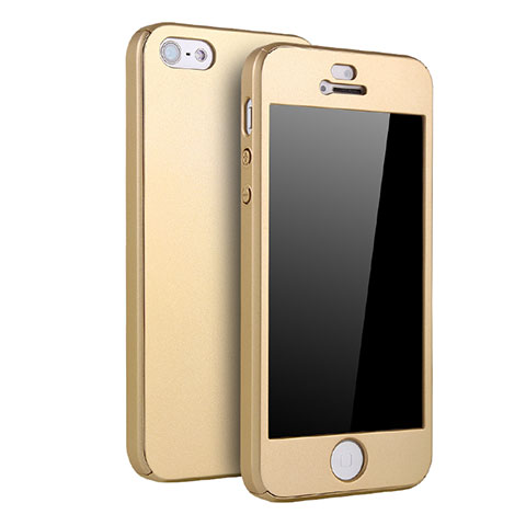 Custodia Plastica Rigida Cover Opaca Fronte e Retro 360 Gradi per Apple iPhone 5S Oro