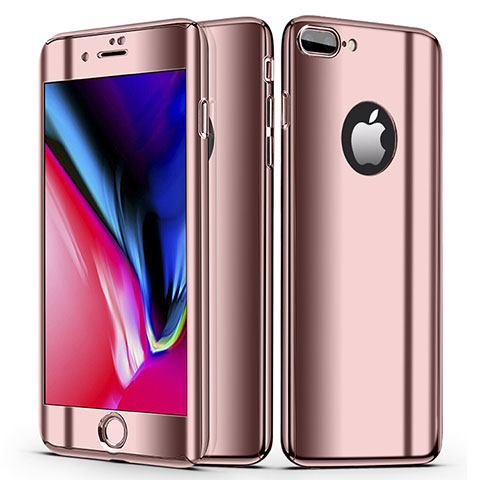 Custodia Plastica Rigida Cover Opaca Fronte e Retro 360 Gradi per Apple iPhone 8 Plus Oro Rosa