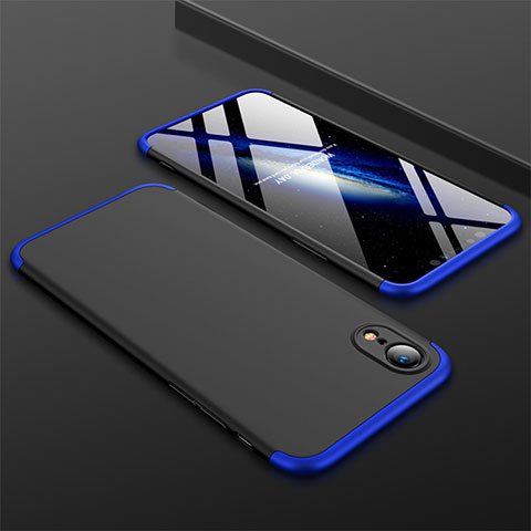 Custodia Plastica Rigida Cover Opaca Fronte e Retro 360 Gradi per Apple iPhone XR Blu e Nero