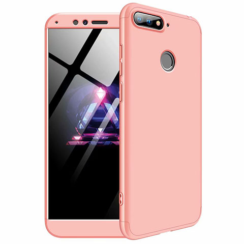 Custodia Plastica Rigida Cover Opaca Fronte e Retro 360 Gradi per Huawei Enjoy 8e Oro Rosa