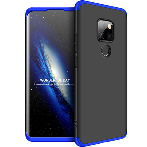 Custodia Plastica Rigida Cover Opaca Fronte e Retro 360 Gradi per Huawei Mate 20 Blu e Nero