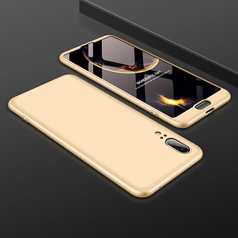 Custodia Plastica Rigida Cover Opaca Fronte e Retro 360 Gradi per Huawei P20 Oro